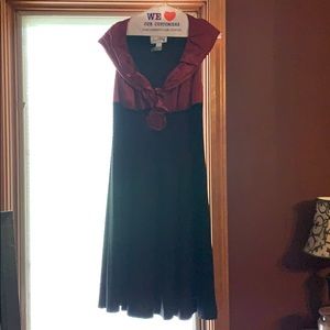 Joseph Ribkoff black and deep red pleated dress